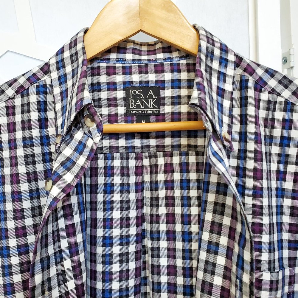 Jos. A. Bank Button Shirt, Med, Blue/Purple,